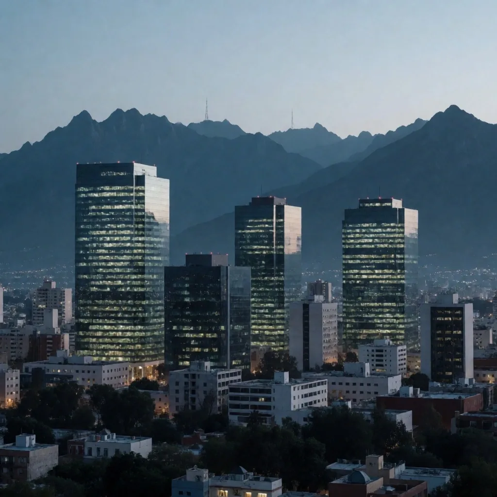 Skyline de Monterrey al anochecer