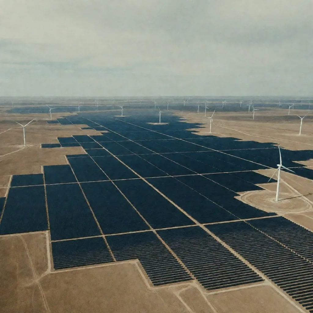 Instalaciones de energía solar y eólica en el oeste de China