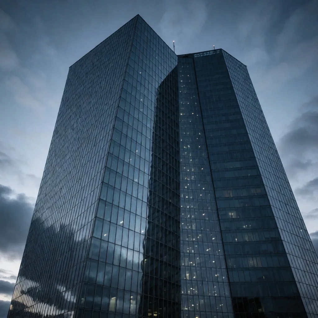 Edificio del Banco Central Europeo al atardecer