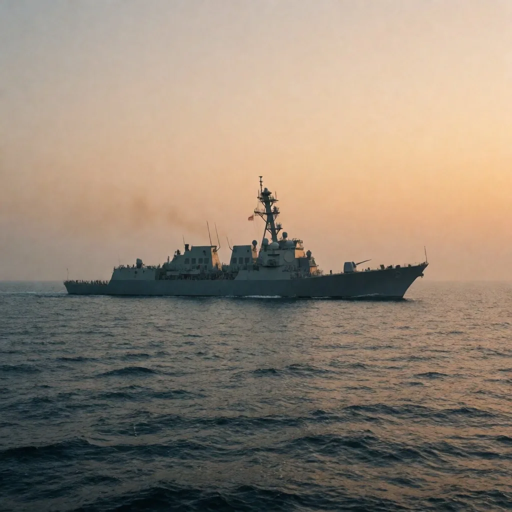 Buque militar en aguas del Golfo Pérsico
